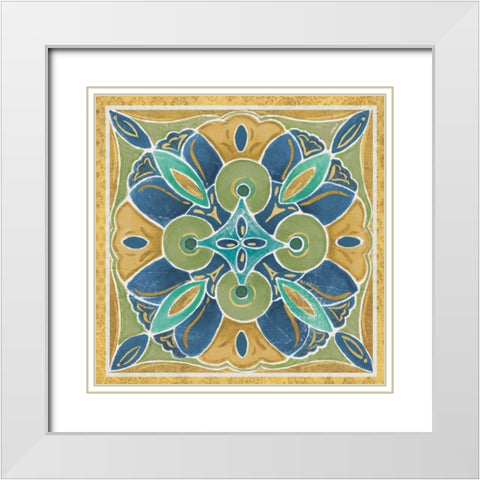 Free Bird Mexican Tiles I White Modern Wood Framed Art Print with Double Matting by Brissonnet, Daphne