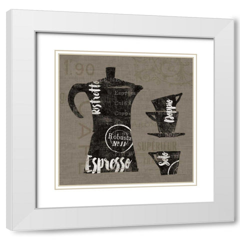 Linen Coffee I White Modern Wood Framed Art Print with Double Matting by Schlabach, Sue