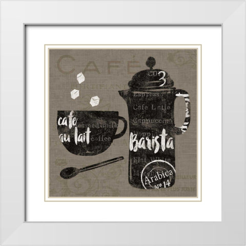 Linen Coffee II White Modern Wood Framed Art Print with Double Matting by Schlabach, Sue