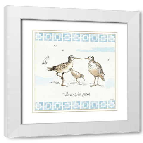 Sandpiper Sea III White Modern Wood Framed Art Print with Double Matting by Tavoletti, Anne