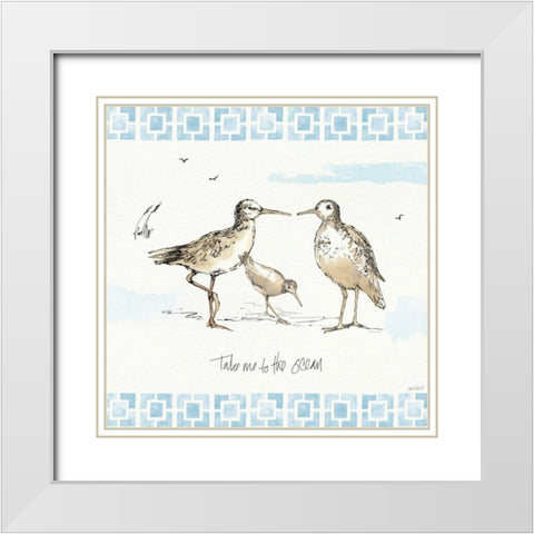 Sandpiper Sea III White Modern Wood Framed Art Print with Double Matting by Tavoletti, Anne