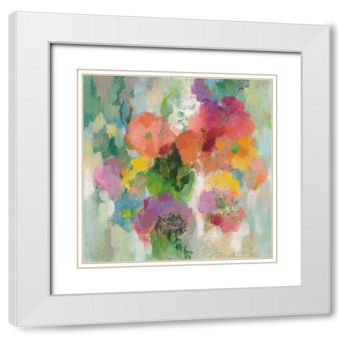 Colorful Garden II White Modern Wood Framed Art Print with Double Matting by Vassileva, Silvia