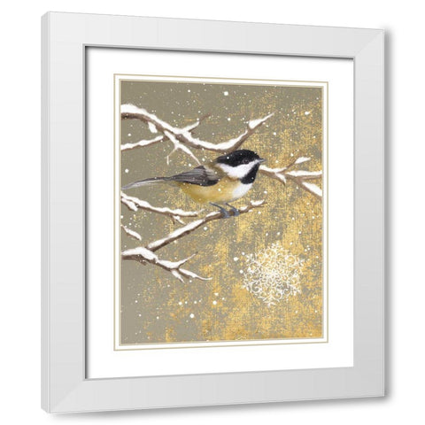 Winter Birds Chickadee Color White Modern Wood Framed Art Print with Double Matting by Grove, Beth