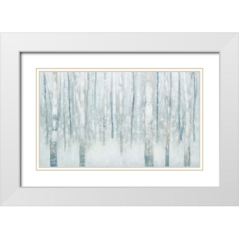 Birches in Winter Blue Gray White Modern Wood Framed Art Print with Double Matting by Purinton, Julia