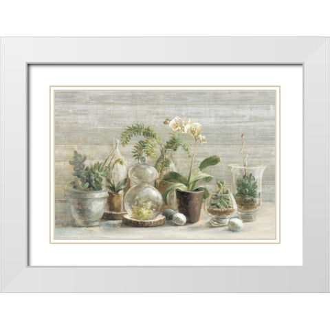 Greenhouse Orchids on Wood White Modern Wood Framed Art Print with Double Matting by Nai, Danhui