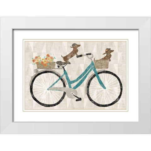 Doxie Ride v.I White Modern Wood Framed Art Print with Double Matting by Schlabach, Sue