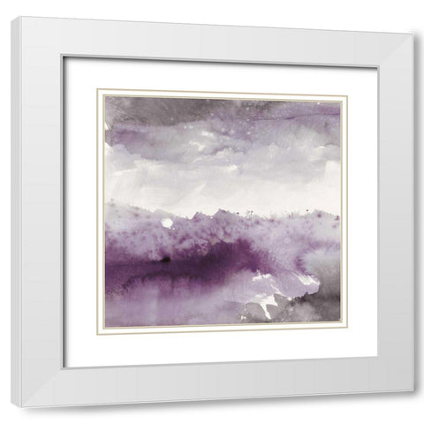 Midnight at the Lake II Amethyst and Grey White Modern Wood Framed Art Print with Double Matting by Schick, Mike