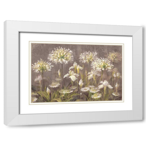 Spring Blossoms Neutral White Modern Wood Framed Art Print with Double Matting by Nai, Danhui