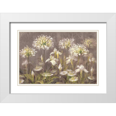 Spring Blossoms Neutral White Modern Wood Framed Art Print with Double Matting by Nai, Danhui