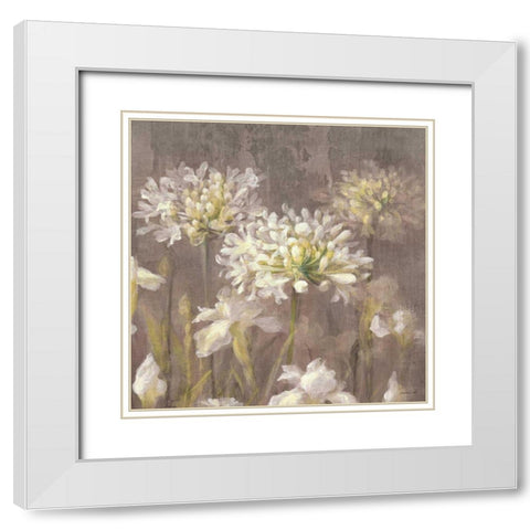 Spring Blossoms Neutral IV White Modern Wood Framed Art Print with Double Matting by Nai, Danhui