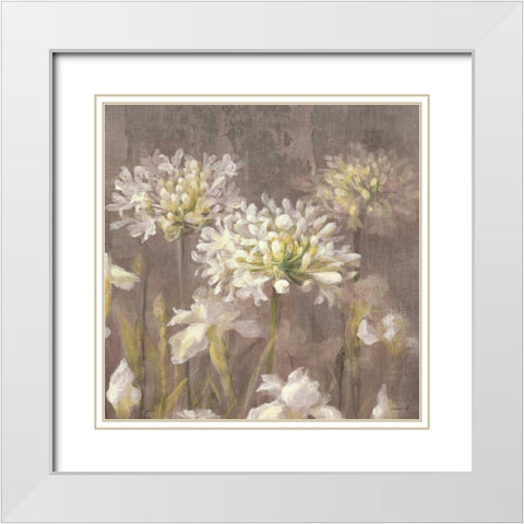 Spring Blossoms Neutral IV White Modern Wood Framed Art Print with Double Matting by Nai, Danhui