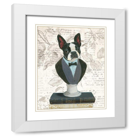 Canine Couture Newsprint I White Modern Wood Framed Art Print with Double Matting by Adams, Emily