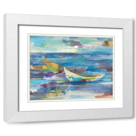 Mooring for the Day White Modern Wood Framed Art Print with Double Matting by Hristova, Albena