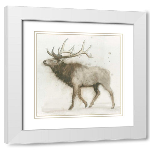 Elk v.2  White Modern Wood Framed Art Print with Double Matting by Wiens, James