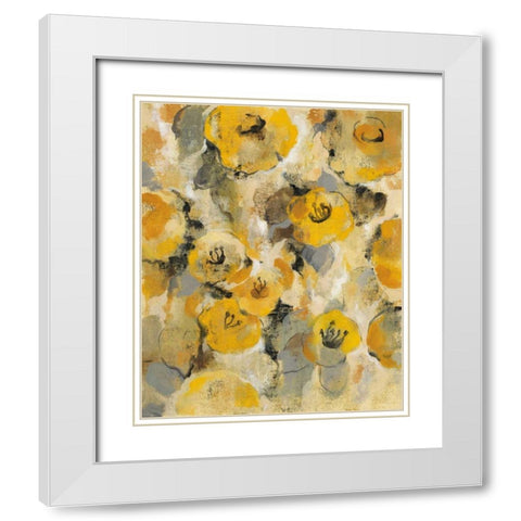 Yellow Floral II White Modern Wood Framed Art Print with Double Matting by Vassileva, Silvia