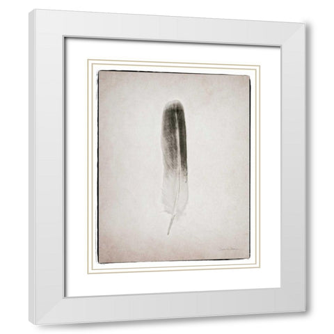 Feather II BW  White Modern Wood Framed Art Print with Double Matting by Van Swearingen, Debra