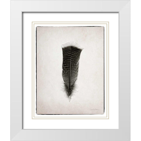 Feather III BW  White Modern Wood Framed Art Print with Double Matting by Van Swearingen, Debra