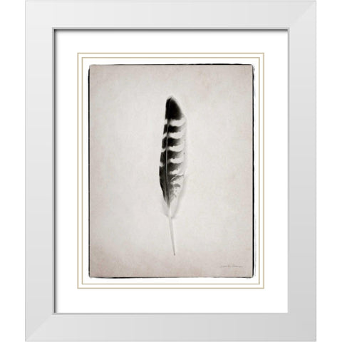 Feather IV BW  White Modern Wood Framed Art Print with Double Matting by Van Swearingen, Debra