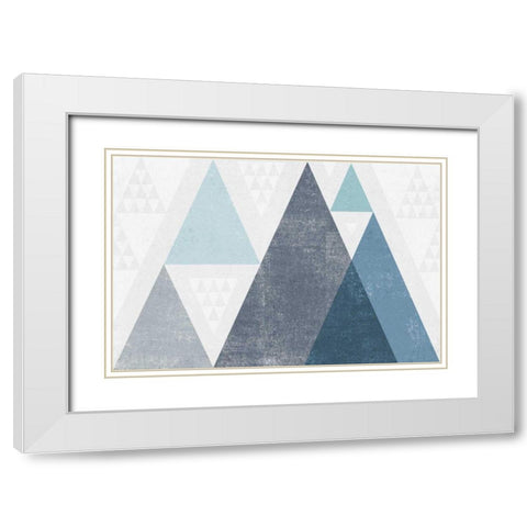 Mod Triangles I Blue White Modern Wood Framed Art Print with Double Matting by Mullan, Michael