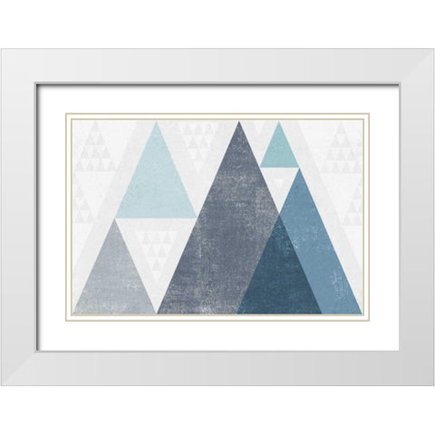 Mod Triangles I Blue White Modern Wood Framed Art Print with Double Matting by Mullan, Michael