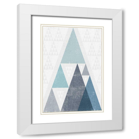 Mod Triangles III Blue White Modern Wood Framed Art Print with Double Matting by Mullan, Michael