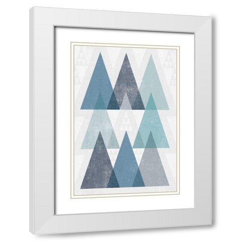 Mod Triangles IV Blue White Modern Wood Framed Art Print with Double Matting by Mullan, Michael