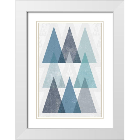 Mod Triangles IV Blue White Modern Wood Framed Art Print with Double Matting by Mullan, Michael