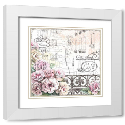 Paris Roses I White Modern Wood Framed Art Print with Double Matting by Grove, Beth