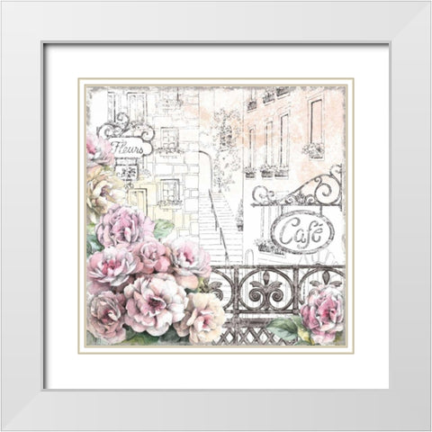 Paris Roses I White Modern Wood Framed Art Print with Double Matting by Grove, Beth