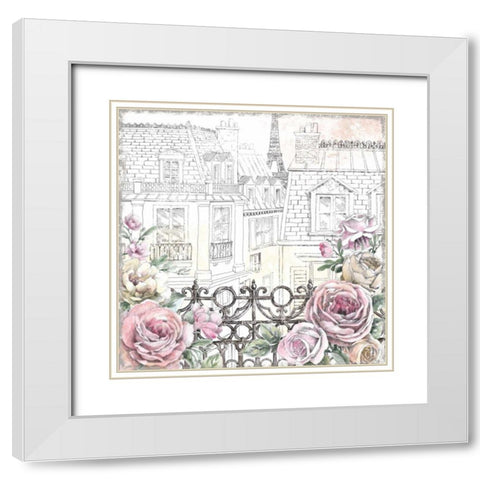 Paris Roses II White Modern Wood Framed Art Print with Double Matting by Grove, Beth