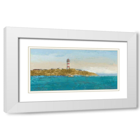 Lighthouse Seascape I v3 Crop White Modern Wood Framed Art Print with Double Matting by Wiens, James