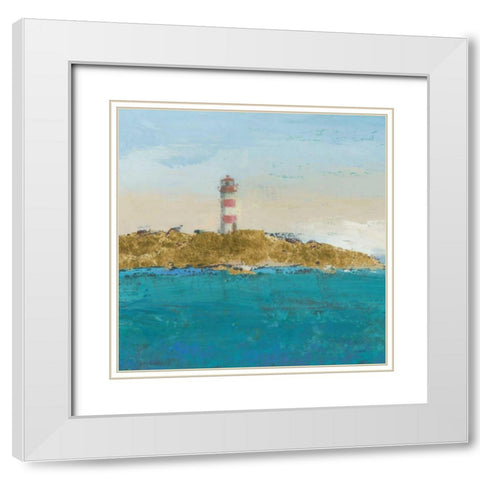 Lighthouse Seascape I v3 Crop II  White Modern Wood Framed Art Print with Double Matting by Wiens, James