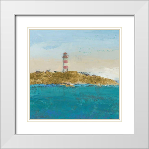 Lighthouse Seascape I v3 Crop II  White Modern Wood Framed Art Print with Double Matting by Wiens, James