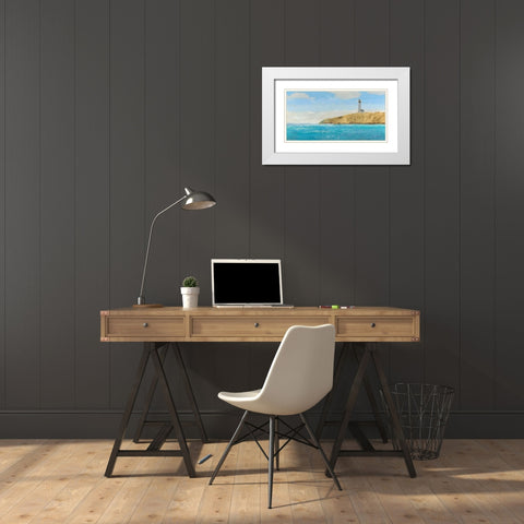 Lighthouse Seascape II Crop II  White Modern Wood Framed Art Print with Double Matting by Wiens, James