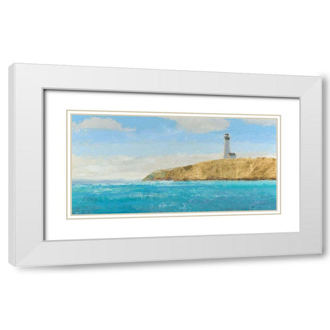 Lighthouse Seascape II Crop II  White Modern Wood Framed Art Print with Double Matting by Wiens, James