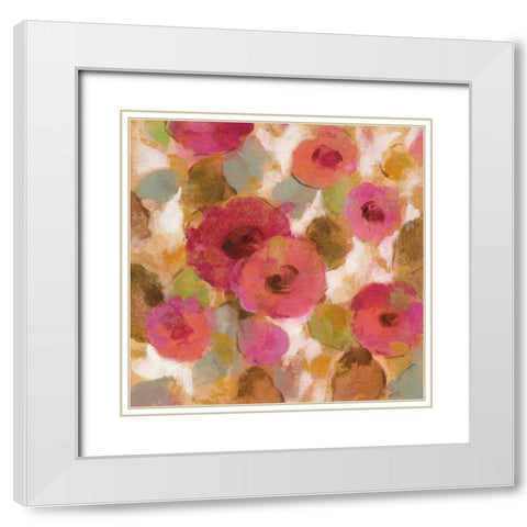 Glorious Pink Floral II White Modern Wood Framed Art Print with Double Matting by Vassileva, Silvia