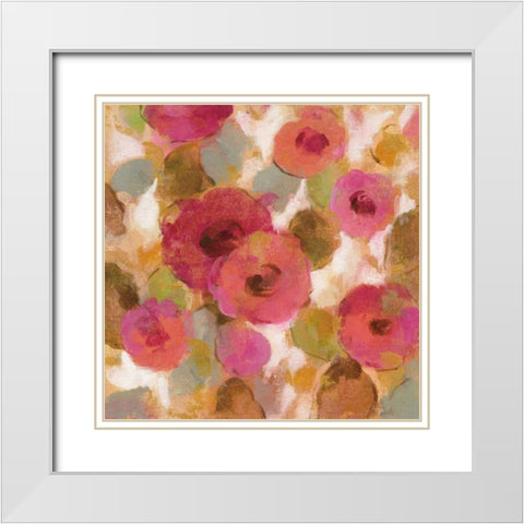 Glorious Pink Floral II White Modern Wood Framed Art Print with Double Matting by Vassileva, Silvia