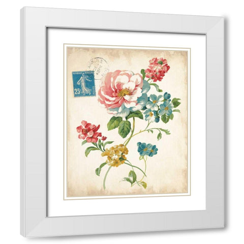 Elegant Floral I Vintage v2 White Modern Wood Framed Art Print with Double Matting by Nai, Danhui