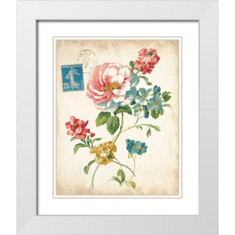 Elegant Floral I Vintage v2 White Modern Wood Framed Art Print with Double Matting by Nai, Danhui