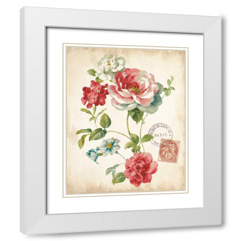 Elegant Floral II Vintage v2 White Modern Wood Framed Art Print with Double Matting by Nai, Danhui