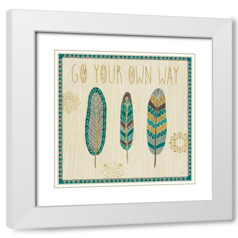 Cool Feathers III White Modern Wood Framed Art Print with Double Matting by Charron, Veronique