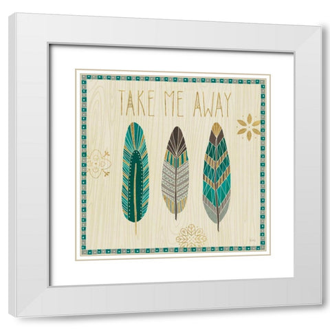 Cool Feathers IV White Modern Wood Framed Art Print with Double Matting by Charron, Veronique