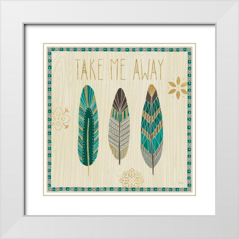 Cool Feathers IV White Modern Wood Framed Art Print with Double Matting by Charron, Veronique
