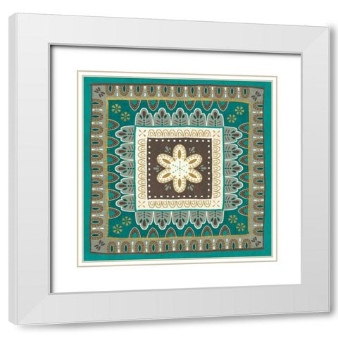 Cool Feathers Tiles II White Modern Wood Framed Art Print with Double Matting by Charron, Veronique