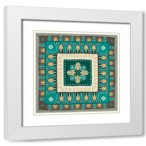 Cool Feathers Tiles III White Modern Wood Framed Art Print with Double Matting by Charron, Veronique