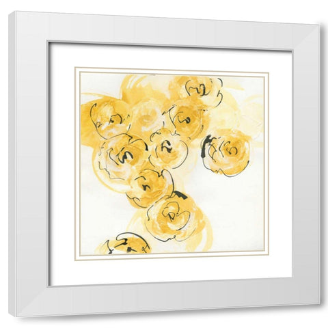 Yellow Roses Anew I v.2 White Modern Wood Framed Art Print with Double Matting by Paschke, Chris