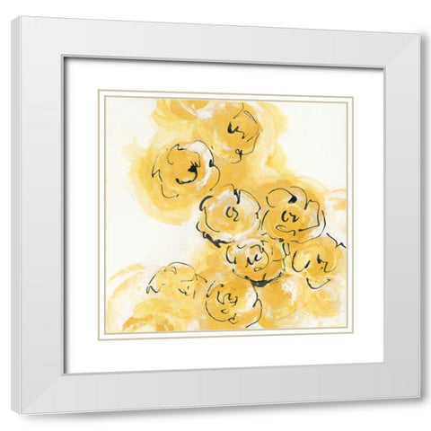 Yellow Roses Anew II v.2 White Modern Wood Framed Art Print with Double Matting by Paschke, Chris