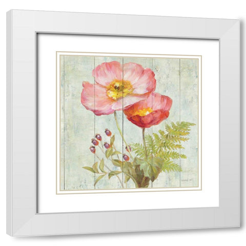 Natural Floral IV  White Modern Wood Framed Art Print with Double Matting by Nai, Danhui