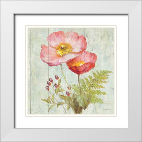 Natural Floral IV  White Modern Wood Framed Art Print with Double Matting by Nai, Danhui