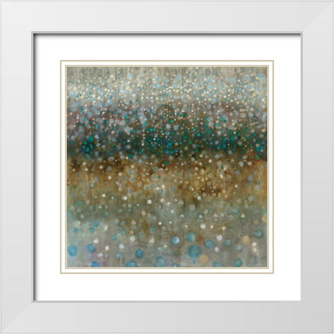 Abstract Rain White Modern Wood Framed Art Print with Double Matting by Nai, Danhui